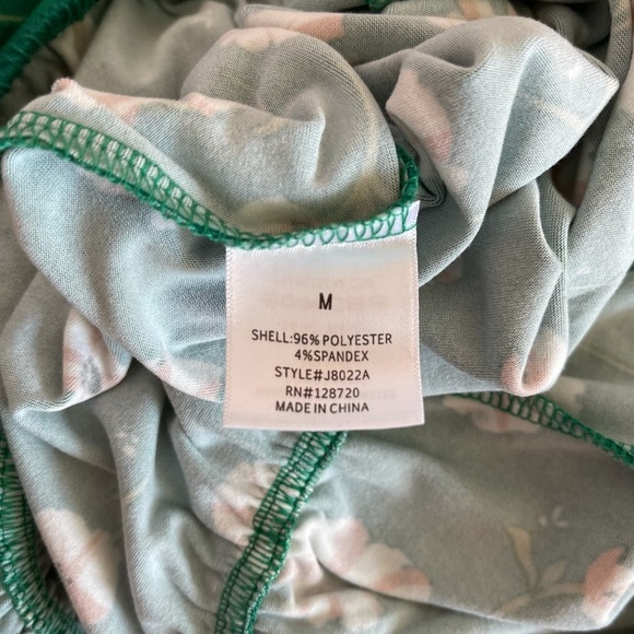 Francesca’s Miami Green Floral Print Cropped Strapless Jumpsuit Medium Women’s - Picture 8 of 9